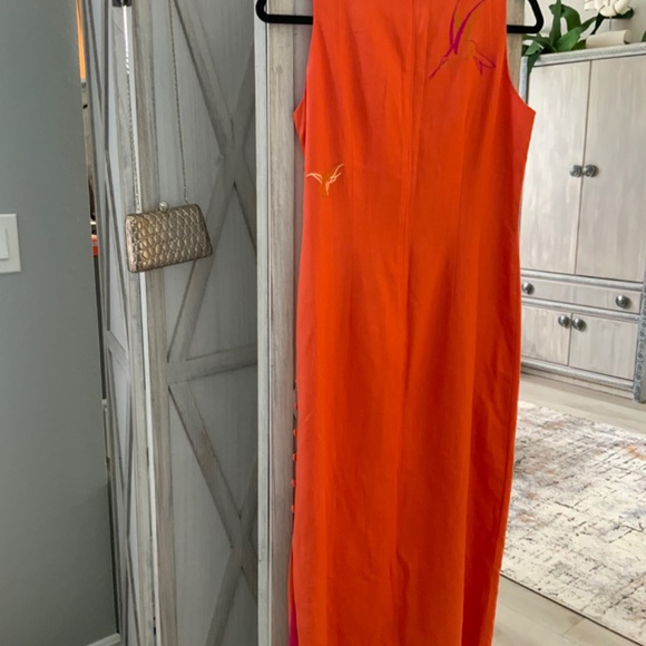 Taurus II orange linen maxi dress - Picture 6 of 7